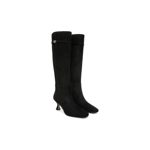 NEW Sam Edelman Women's 6.5 Lyla Black Suede Knee High Heel Boots WIDE CALF - Picture 1 of 12